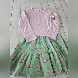 Tea Collection Pink and Green Floral Dress Sz 10